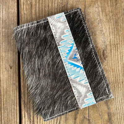 075 Passport Cover - Black & White w/ Rocky Mountain Aztec-Passport Cover-Western-Cowhide-Bags-Handmade-Products-Gifts-Dancing Cactus Designs