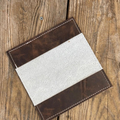 076 Checkbook Cover - Tricolor w/ Deadwood Roses-Checkbook Cover-Western-Cowhide-Bags-Handmade-Products-Gifts-Dancing Cactus Designs