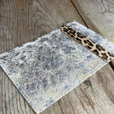 076 Passport Cover - Holographic w/ Leopard Leather-Passport Cover-Western-Cowhide-Bags-Handmade-Products-Gifts-Dancing Cactus Designs