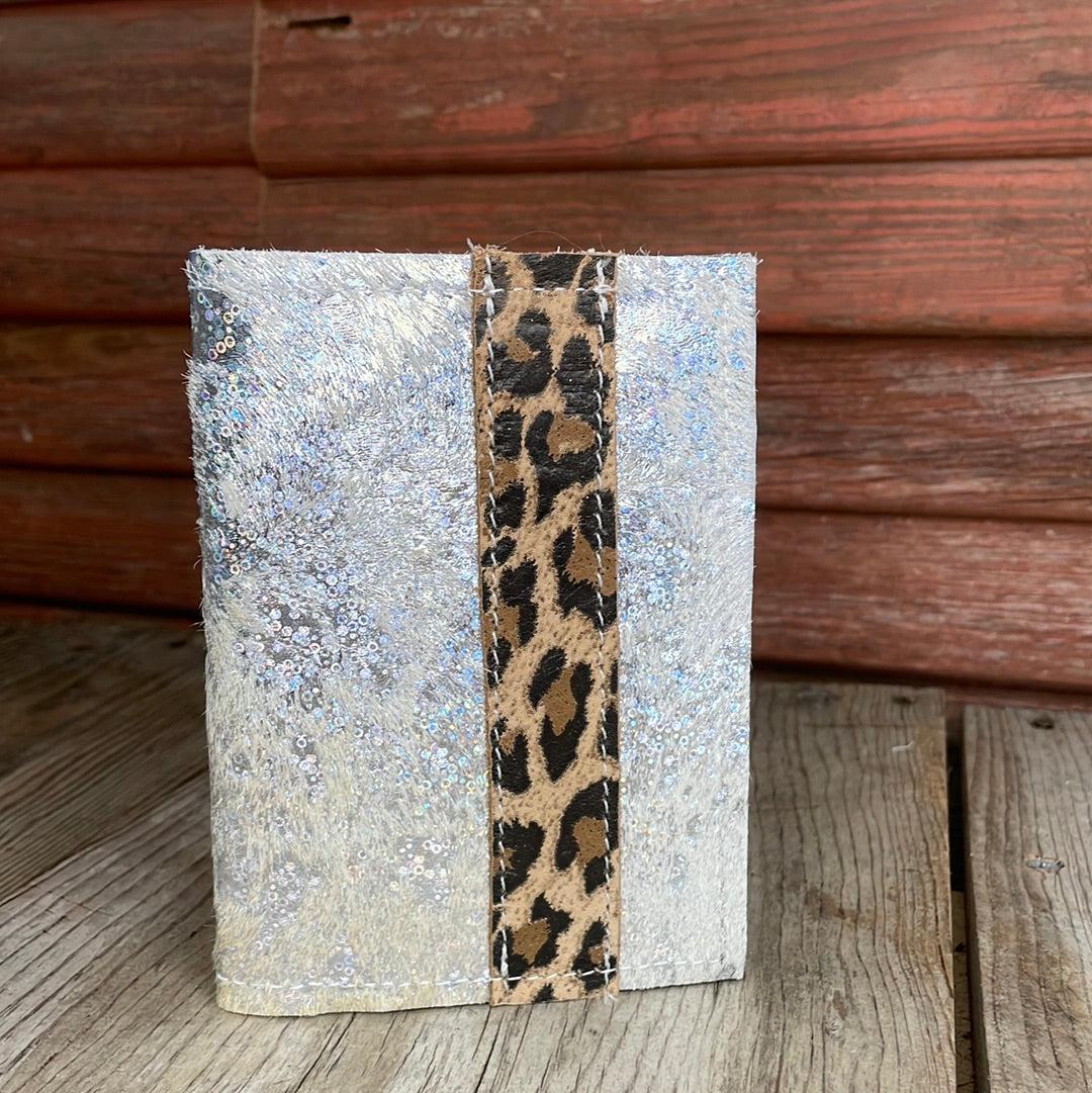 076 Passport Cover - Holographic w/ Leopard Leather-Passport Cover-Western-Cowhide-Bags-Handmade-Products-Gifts-Dancing Cactus Designs