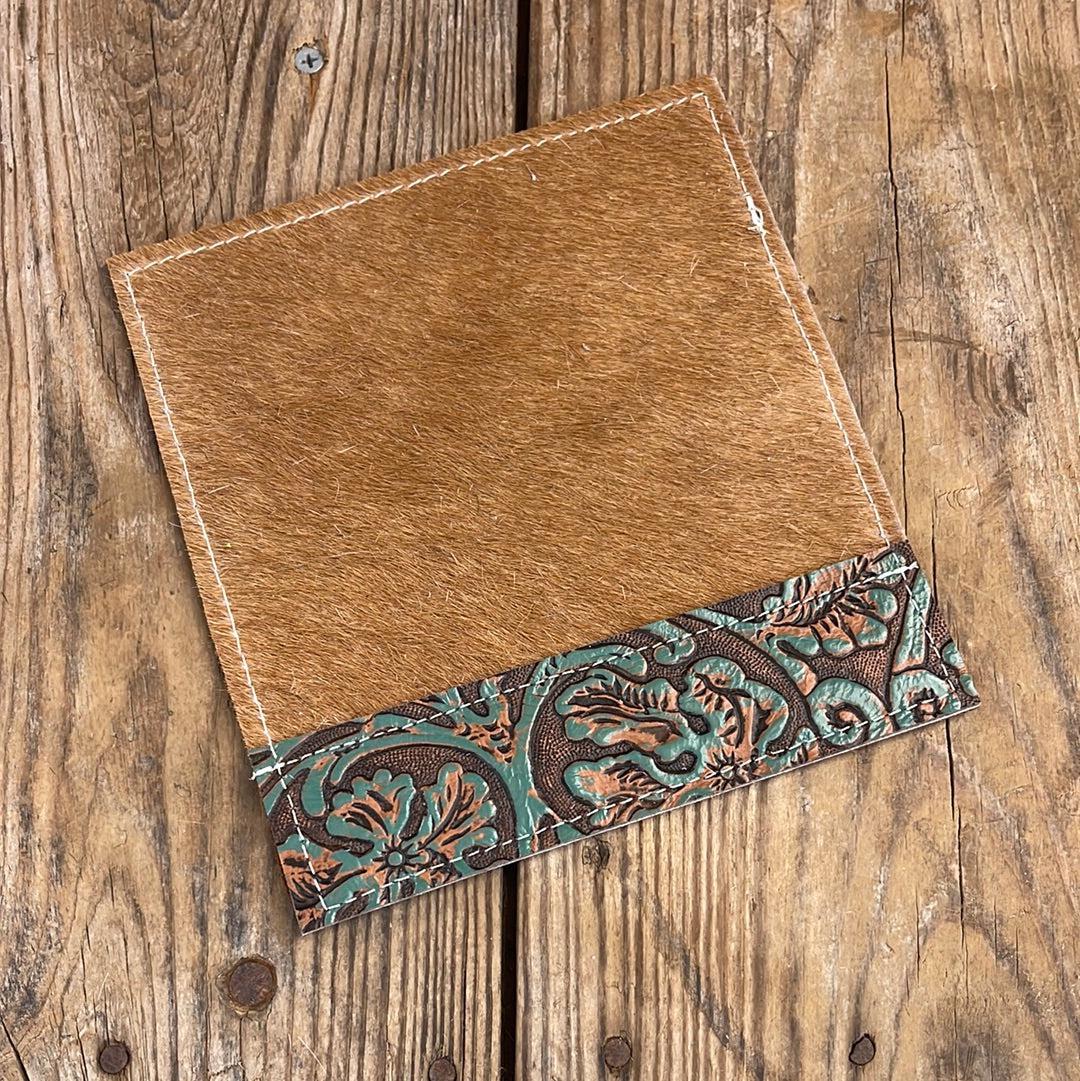 077 Checkbook Cover - Longhorn w/ Evergreen Tool-Checkbook Cover-Western-Cowhide-Bags-Handmade-Products-Gifts-Dancing Cactus Designs
