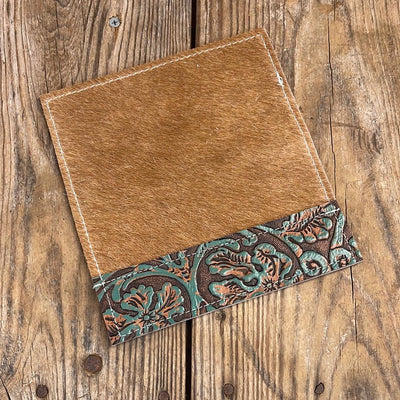 077 Checkbook Cover - Longhorn w/ Evergreen Tool-Checkbook Cover-Western-Cowhide-Bags-Handmade-Products-Gifts-Dancing Cactus Designs