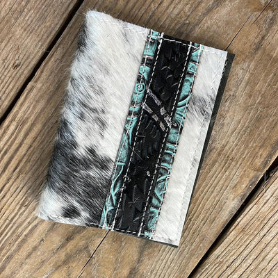 078 Passport Cover - Black & White w/ Black Aztec-Passport Cover-Western-Cowhide-Bags-Handmade-Products-Gifts-Dancing Cactus Designs