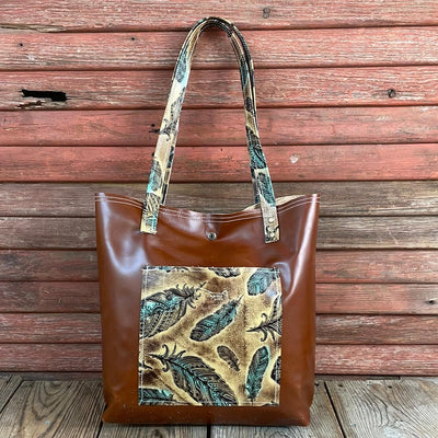 078 Trisha - Blank Slate w/ Turq. Patina Feather-Trisha-Western-Cowhide-Bags-Handmade-Products-Gifts-Dancing Cactus Designs