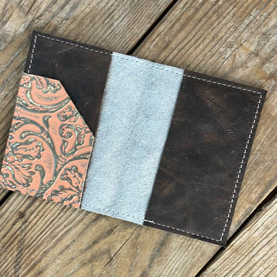 079 Passport Cover - Brindle w/ Grapefruit Tool-Passport Cover-Western-Cowhide-Bags-Handmade-Products-Gifts-Dancing Cactus Designs
