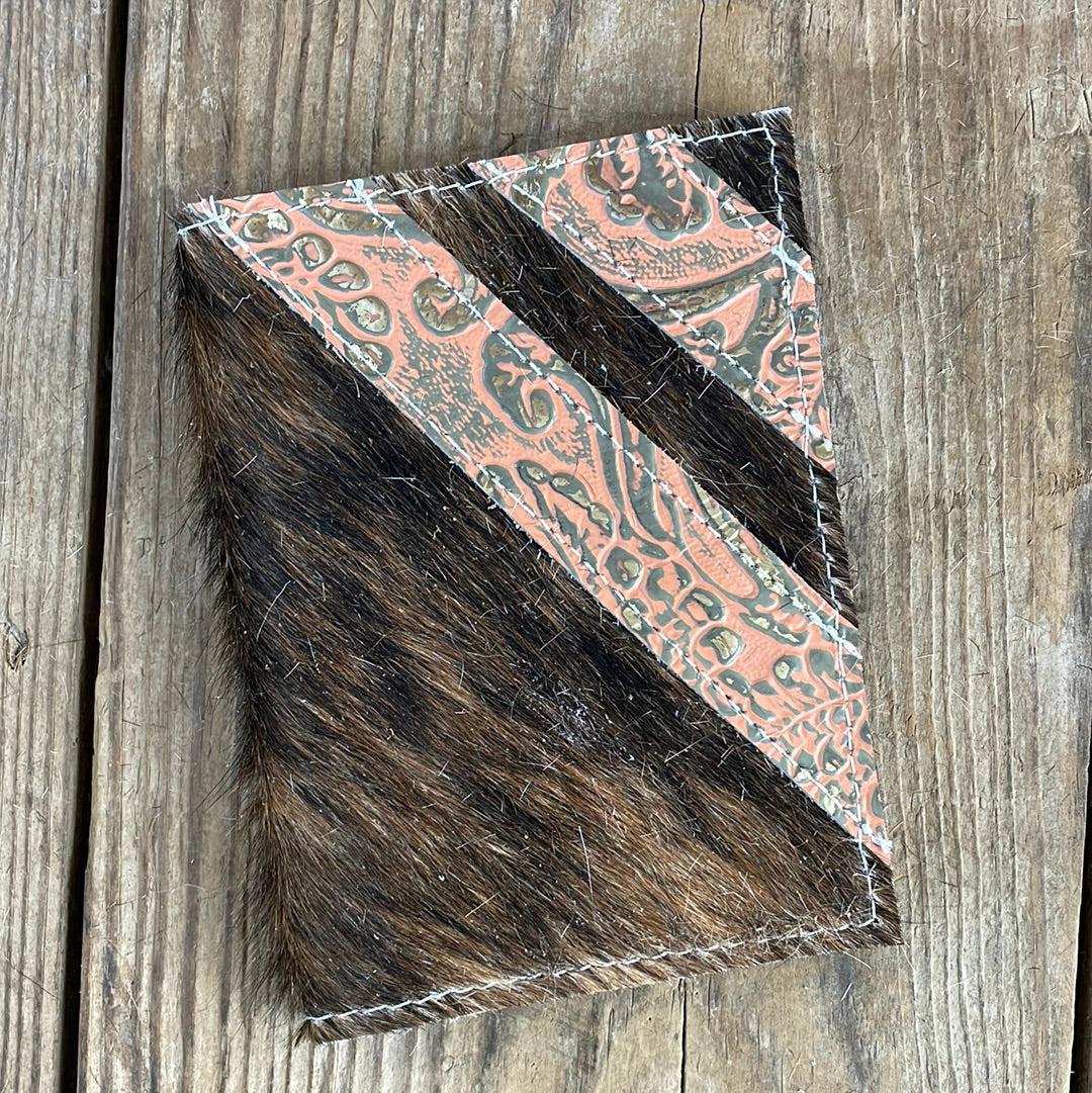 079 Passport Cover - Brindle w/ Grapefruit Tool-Passport Cover-Western-Cowhide-Bags-Handmade-Products-Gifts-Dancing Cactus Designs