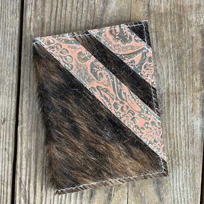 079 Passport Cover - Brindle w/ Grapefruit Tool-Passport Cover-Western-Cowhide-Bags-Handmade-Products-Gifts-Dancing Cactus Designs