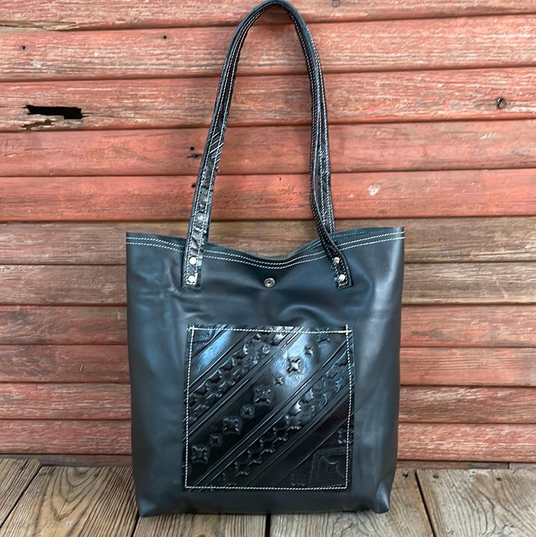 079 Trisha - Blank Slate w/ Black Navajo-Trisha-Western-Cowhide-Bags-Handmade-Products-Gifts-Dancing Cactus Designs