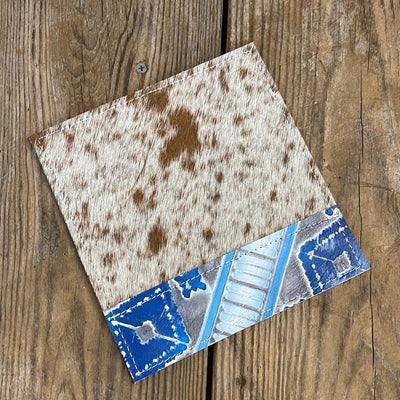 080 Checkbook Cover - Longhorn w/ Rocky Mountain Navajo-Checkbook Cover-Western-Cowhide-Bags-Handmade-Products-Gifts-Dancing Cactus Designs