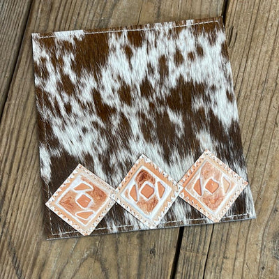 082 Checkbook Cover - Longhorn w/ Copper Penny Aztec-Checkbook Cover-Western-Cowhide-Bags-Handmade-Products-Gifts-Dancing Cactus Designs