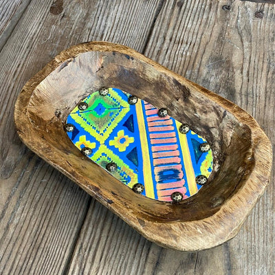 082 Small Décor Bowl - w/ Neon Trip-Small Décor Bowl-Western-Cowhide-Bags-Handmade-Products-Gifts-Dancing Cactus Designs
