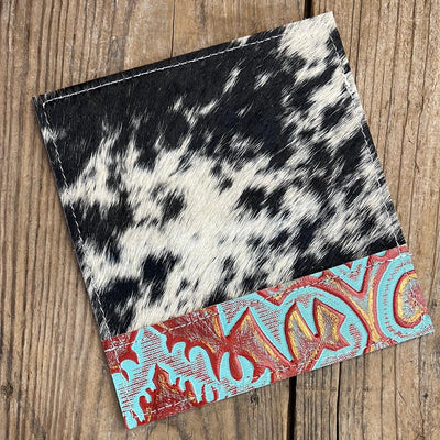 083 Checkbook Cover - Black & White w/ Patriot Laredo-Checkbook Cover-Western-Cowhide-Bags-Handmade-Products-Gifts-Dancing Cactus Designs