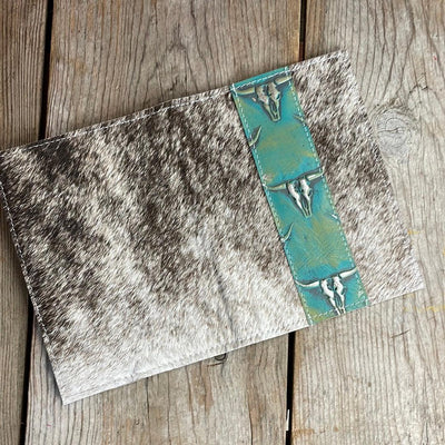 083 Small Notepad Cover - Brindle w/ Margarita Skulls-Small Notepad Cover-Western-Cowhide-Bags-Handmade-Products-Gifts-Dancing Cactus Designs