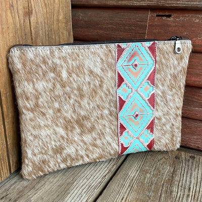 086 Banker's Bag - Longhorn w/ Fiesta Navajo-Mega Organizer-Western-Cowhide-Bags-Handmade-Products-Gifts-Dancing Cactus Designs