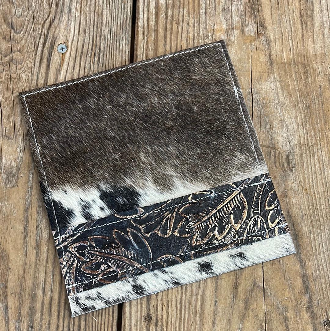 088 Checkbook Cover - Black & White w/ Autumn Ash-Checkbook Cover-Western-Cowhide-Bags-Handmade-Products-Gifts-Dancing Cactus Designs