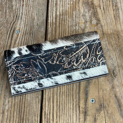 088 Checkbook Cover - Black & White w/ Autumn Ash-Checkbook Cover-Western-Cowhide-Bags-Handmade-Products-Gifts-Dancing Cactus Designs