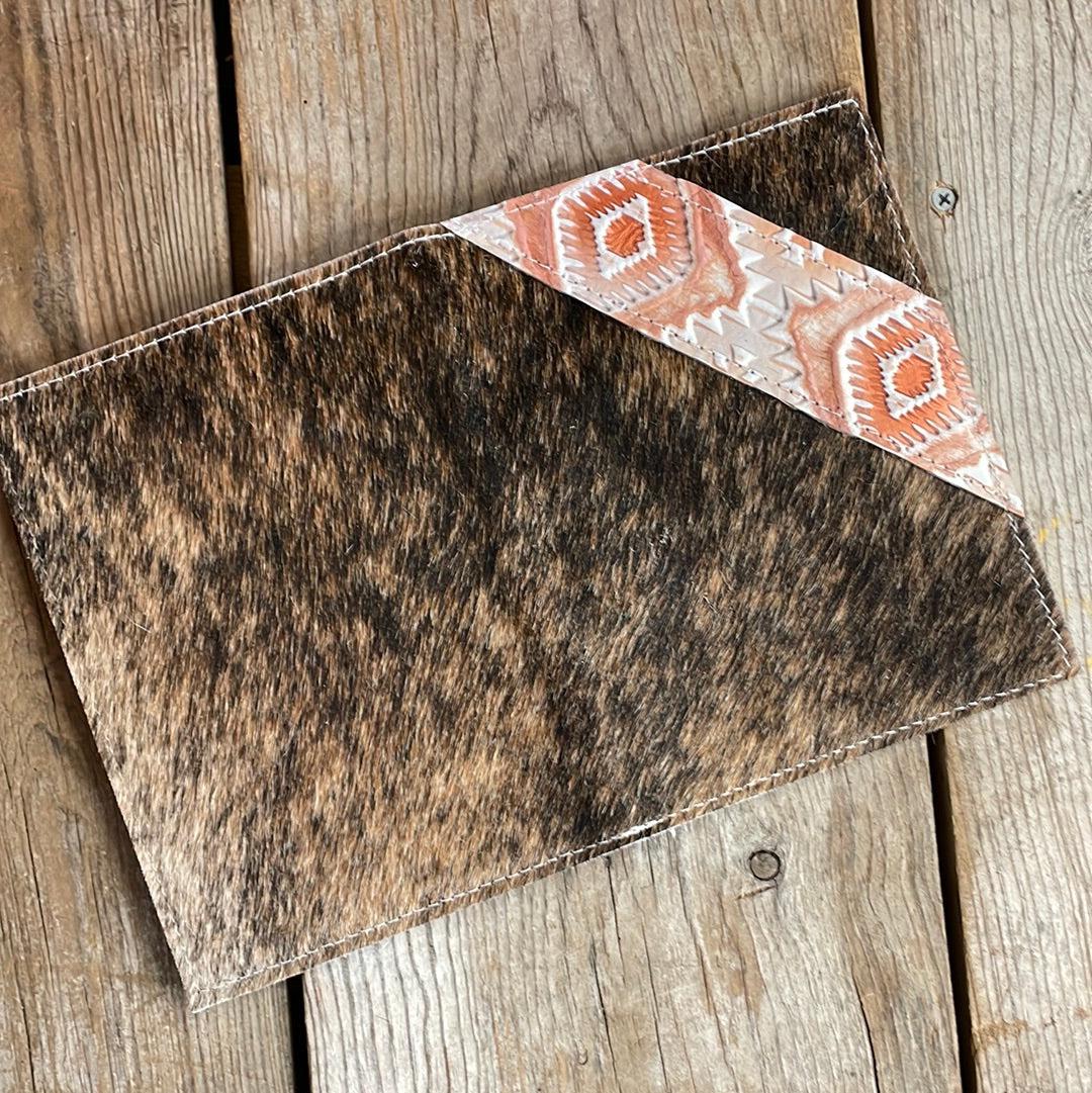 088 Small Notepad Cover - Brindle w/ Copper Penny Aztec-Small Notepad Cover-Western-Cowhide-Bags-Handmade-Products-Gifts-Dancing Cactus Designs
