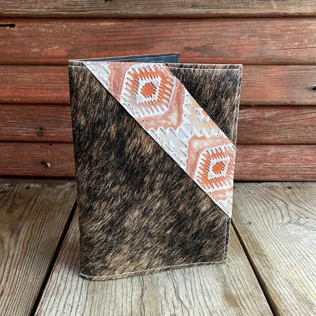 088 Small Notepad Cover - Brindle w/ Copper Penny Aztec-Small Notepad Cover-Western-Cowhide-Bags-Handmade-Products-Gifts-Dancing Cactus Designs