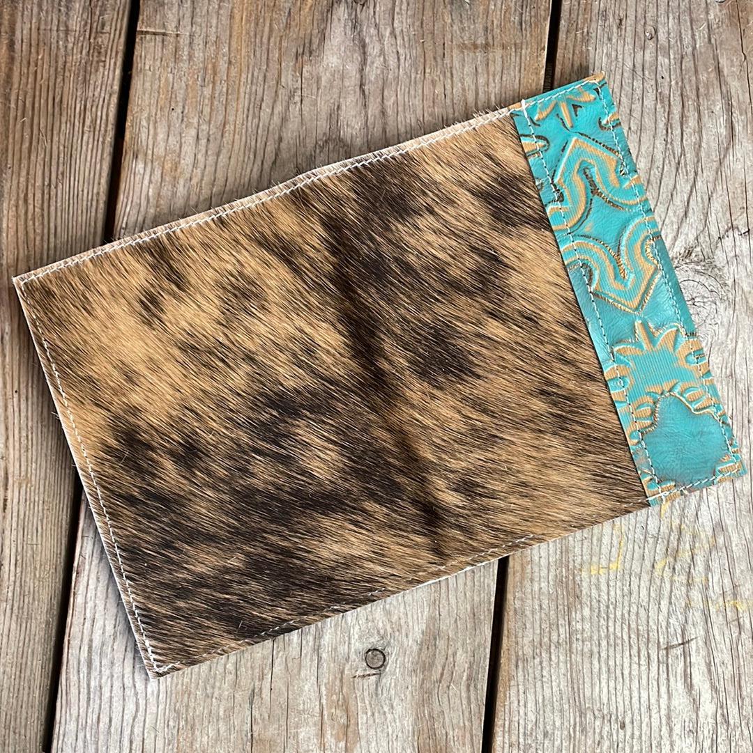 089 Small Notepad Cover - Brindle w/ Agave Laredo-Small Notepad Cover-Western-Cowhide-Bags-Handmade-Products-Gifts-Dancing Cactus Designs