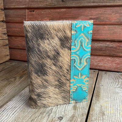 089 Small Notepad Cover - Brindle w/ Agave Laredo-Small Notepad Cover-Western-Cowhide-Bags-Handmade-Products-Gifts-Dancing Cactus Designs