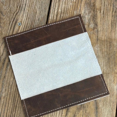 090 Checkbook Cover - Brindle w/ Western Sunset-Checkbook Cover-Western-Cowhide-Bags-Handmade-Products-Gifts-Dancing Cactus Designs