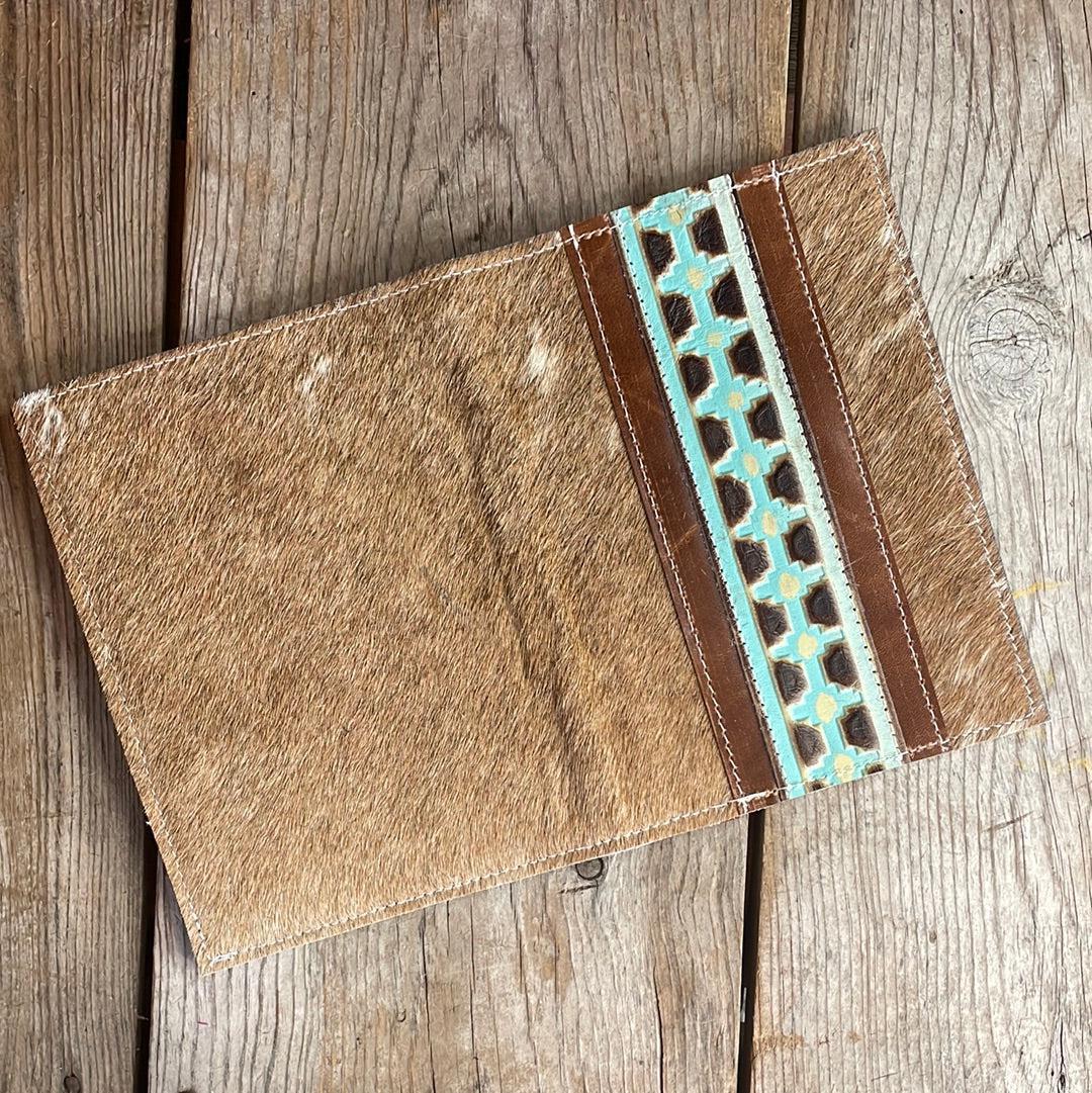 090 Small Notepad Cover - Longhorn w/ Sage Navajo-Small Notepad Cover-Western-Cowhide-Bags-Handmade-Products-Gifts-Dancing Cactus Designs