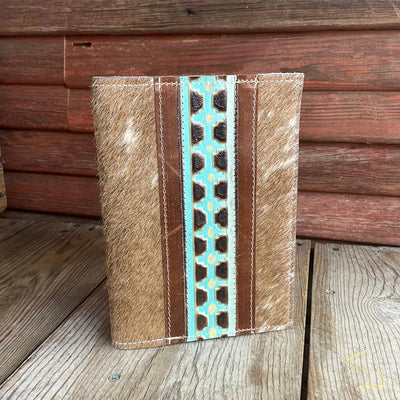 090 Small Notepad Cover - Longhorn w/ Sage Navajo-Small Notepad Cover-Western-Cowhide-Bags-Handmade-Products-Gifts-Dancing Cactus Designs