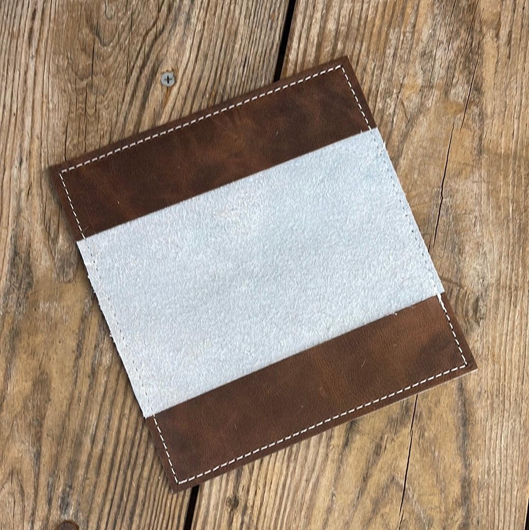091 Checkbook Cover - Black & White w/ Western Sunset-Checkbook Cover-Western-Cowhide-Bags-Handmade-Products-Gifts-Dancing Cactus Designs