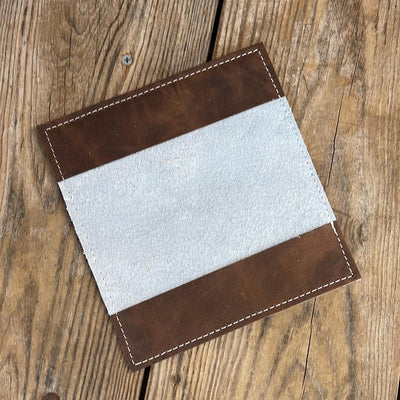 091 Checkbook Cover - Black & White w/ Western Sunset-Checkbook Cover-Western-Cowhide-Bags-Handmade-Products-Gifts-Dancing Cactus Designs
