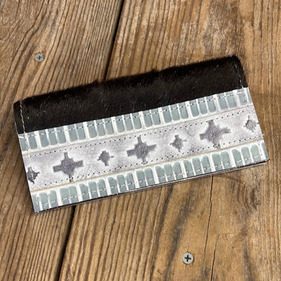 092 Checkbook Cover - Black w/ Adobe Navajo-Checkbook Cover-Western-Cowhide-Bags-Handmade-Products-Gifts-Dancing Cactus Designs