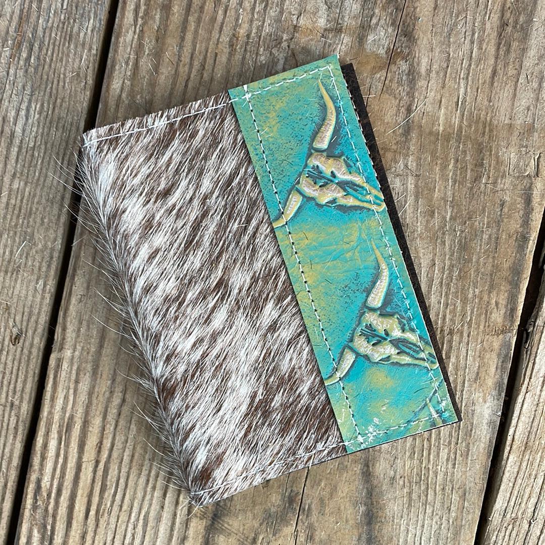 092 Passport Cover - Longhorn w/ Margarita Skulls-Passport Cover-Western-Cowhide-Bags-Handmade-Products-Gifts-Dancing Cactus Designs