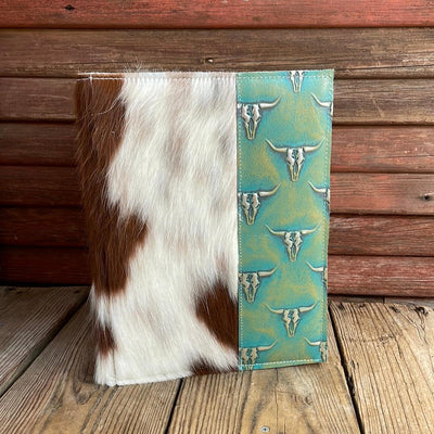 096 Large Notepad Cover - Tricolor w/ Margarita Skulls-Large Notepad Cover-Western-Cowhide-Bags-Handmade-Products-Gifts-Dancing Cactus Designs