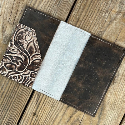 097 Passport Cover - Longhorn w/ Ivory Rose-Passport Cover-Western-Cowhide-Bags-Handmade-Products-Gifts-Dancing Cactus Designs
