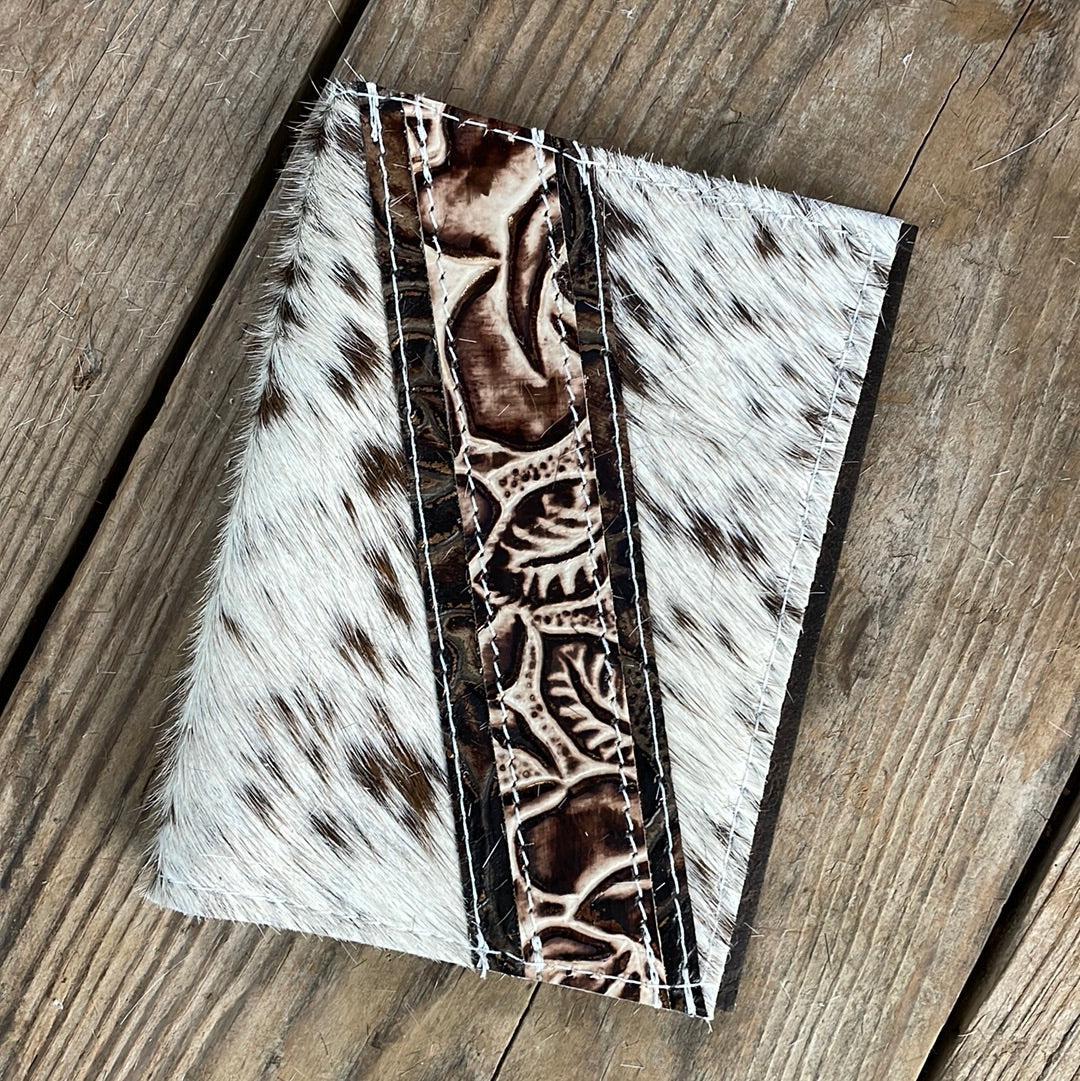 097 Passport Cover - Longhorn w/ Ivory Rose-Passport Cover-Western-Cowhide-Bags-Handmade-Products-Gifts-Dancing Cactus Designs