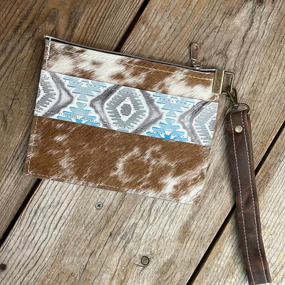 109 Make-up bag - Longhorn w/ Rocky Mountain Aztec-Make-up bag-Western-Cowhide-Bags-Handmade-Products-Gifts-Dancing Cactus Designs
