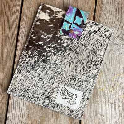 13'' Tablet Sleeve - B&W Speckle w/ 90's Party-13'' Tablet Sleeve-Western-Cowhide-Bags-Handmade-Products-Gifts-Dancing Cactus Designs