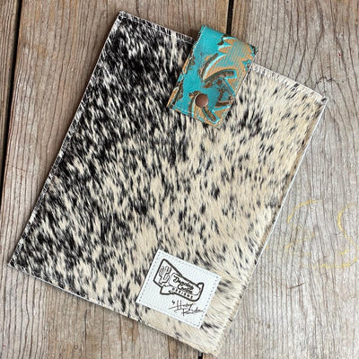 13'' Tablet Sleeve - B&W Speckle w/ Agave Laredo-13'' Tablet Sleeve-Western-Cowhide-Bags-Handmade-Products-Gifts-Dancing Cactus Designs