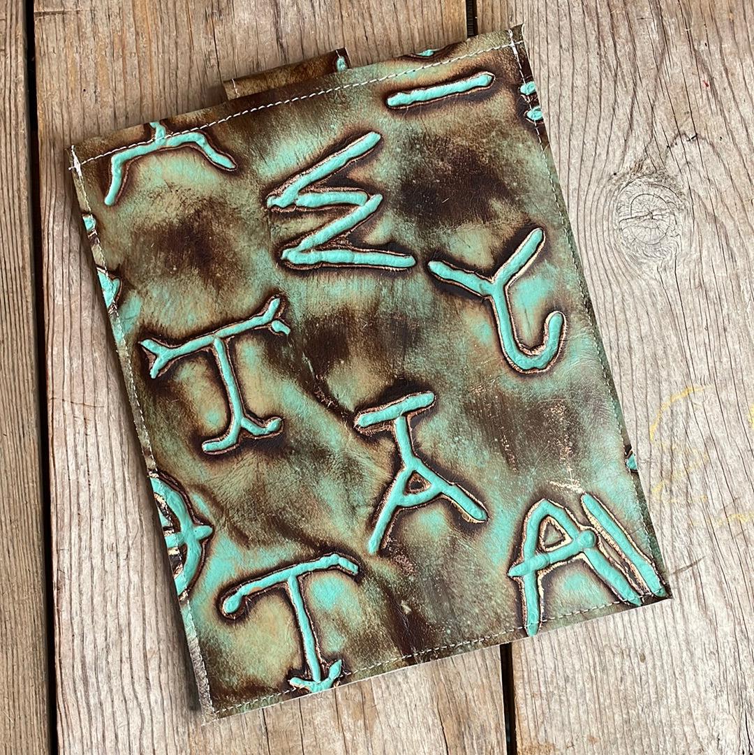 13'' Tablet Sleeve - B&W Speckle w/ Patina Brands-13'' Tablet Sleeve-Western-Cowhide-Bags-Handmade-Products-Gifts-Dancing Cactus Designs