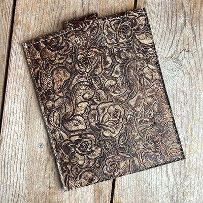 13'' Tablet Sleeve - Black & Gold Acid w/ Deadwood Roses-13'' Tablet Sleeve-Western-Cowhide-Bags-Handmade-Products-Gifts-Dancing Cactus Designs