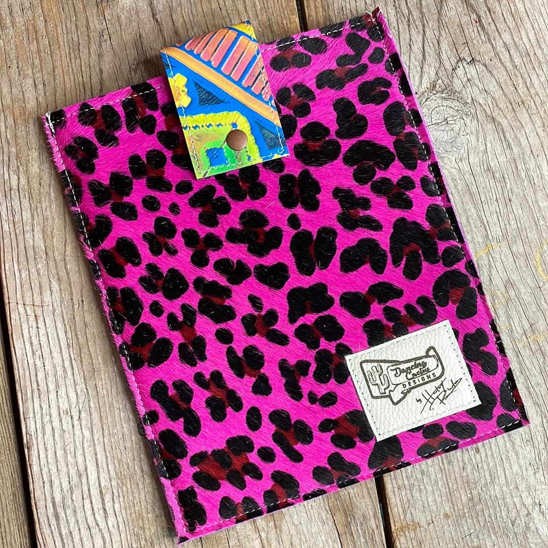 13'' Tablet Sleeve - Hot Pink Leopard w/ Neon Trip-13'' Tablet Sleeve-Western-Cowhide-Bags-Handmade-Products-Gifts-Dancing Cactus Designs