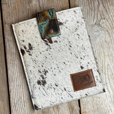 13'' Tablet Sleeve - Longhorn w/ Patina Skulls-13'' Tablet Sleeve-Western-Cowhide-Bags-Handmade-Products-Gifts-Dancing Cactus Designs