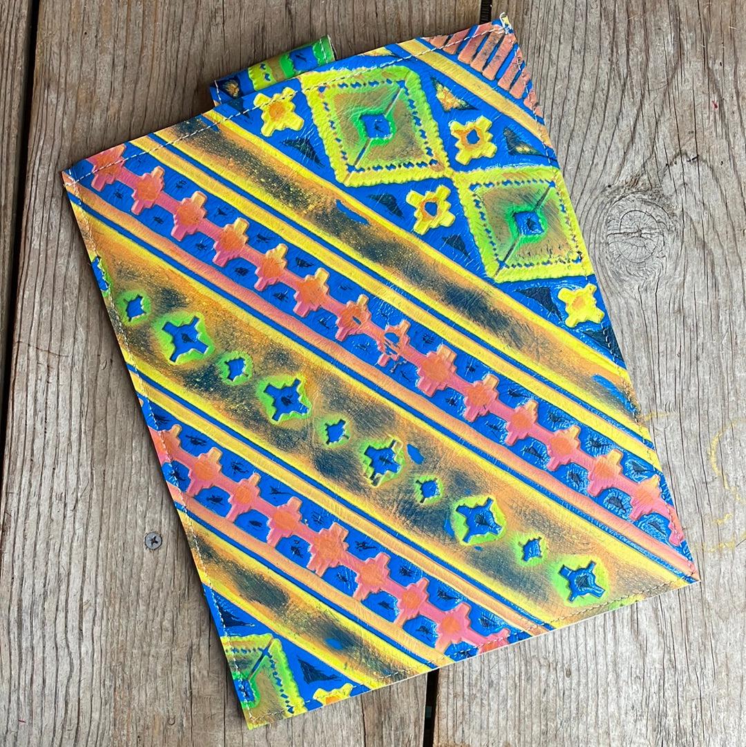 13'' Tablet Sleeve - Red Brindle w/ Neon Trip-13'' Tablet Sleeve-Western-Cowhide-Bags-Handmade-Products-Gifts-Dancing Cactus Designs
