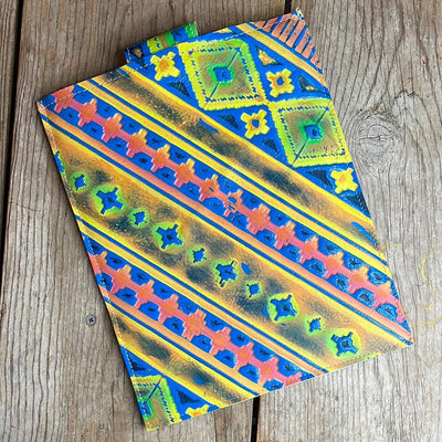 13'' Tablet Sleeve - Red Brindle w/ Neon Trip-13'' Tablet Sleeve-Western-Cowhide-Bags-Handmade-Products-Gifts-Dancing Cactus Designs