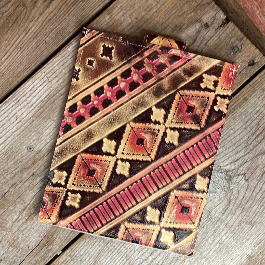 13'' Tablet Sleeve - Red Brindle w/ Summit Fire-13'' Tablet Sleeve-Western-Cowhide-Bags-Handmade-Products-Gifts-Dancing Cactus Designs