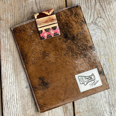 13'' Tablet Sleeve - Red Brindle w/ Summit Fire-13'' Tablet Sleeve-Western-Cowhide-Bags-Handmade-Products-Gifts-Dancing Cactus Designs
