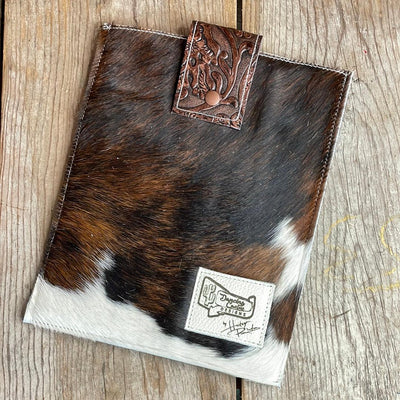 13'' Tablet Sleeve - Tricolor w/ Cowboy Tool-13'' Tablet Sleeve-Western-Cowhide-Bags-Handmade-Products-Gifts-Dancing Cactus Designs