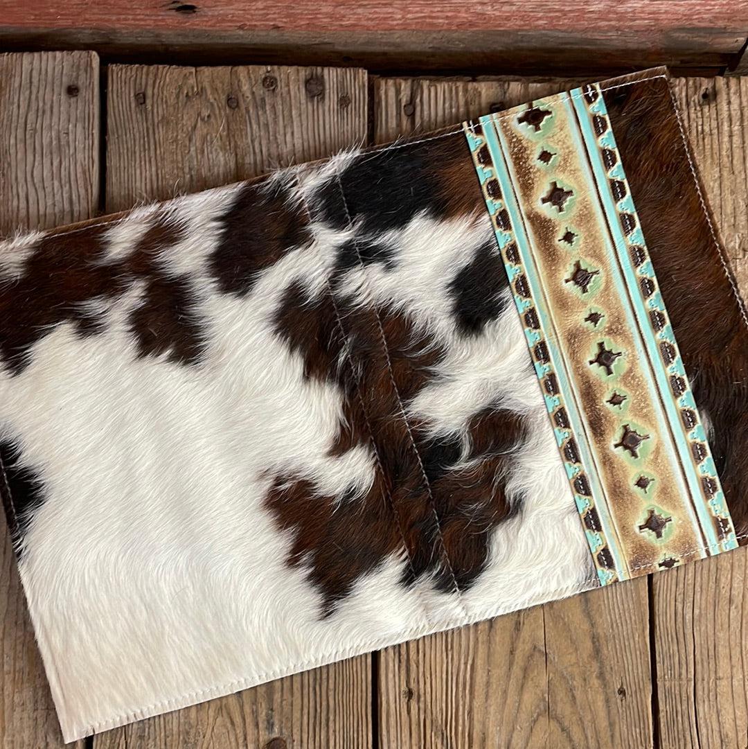 130 Large Notepad Cover - Tricolor w/ Sage Navajo-Large Notepad Cover-Western-Cowhide-Bags-Handmade-Products-Gifts-Dancing Cactus Designs
