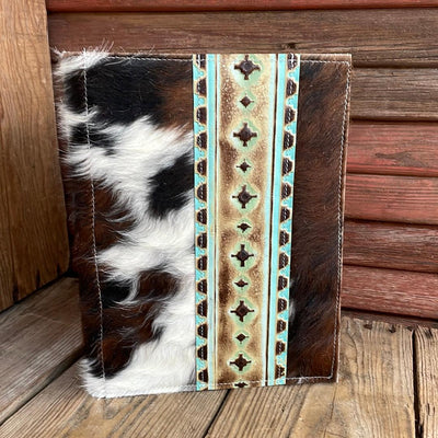 130 Large Notepad Cover - Tricolor w/ Sage Navajo-Large Notepad Cover-Western-Cowhide-Bags-Handmade-Products-Gifts-Dancing Cactus Designs