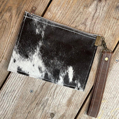 131 Make-up bag - Black & White w/ Western Sunset-Make-up bag-Western-Cowhide-Bags-Handmade-Products-Gifts-Dancing Cactus Designs