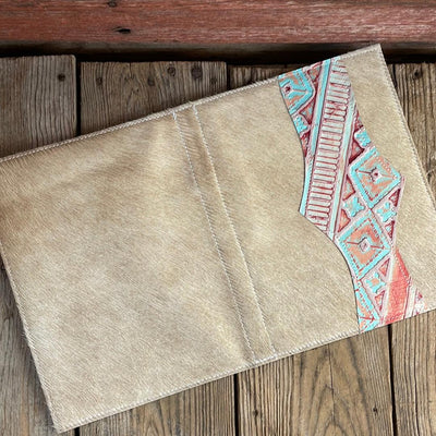136 Large Notepad Cover - Palomino w/ Fiesta Navajo-Large Notepad Cover-Western-Cowhide-Bags-Handmade-Products-Gifts-Dancing Cactus Designs